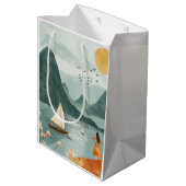 Boho Abstrakt Landschaft (11) Mittlere Geschenktüte (Rückseite Schrägansicht)