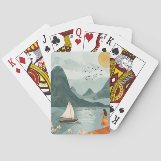 Boho Abstrakt Landschaft (11) Spielkarten (Rückseite)