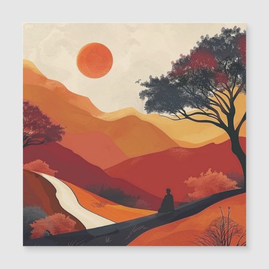 Boho Abstrakt Landschaft (19) Magnetkarte (Vorderseite)