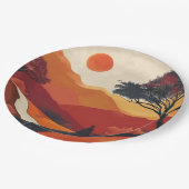 Boho Abstrakt Landschaft (19) Pappteller (Schrägansicht)