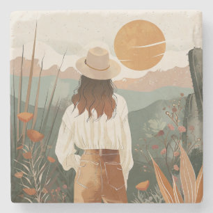 Boho Abstrakt Landschaft (20) Steinuntersetzer