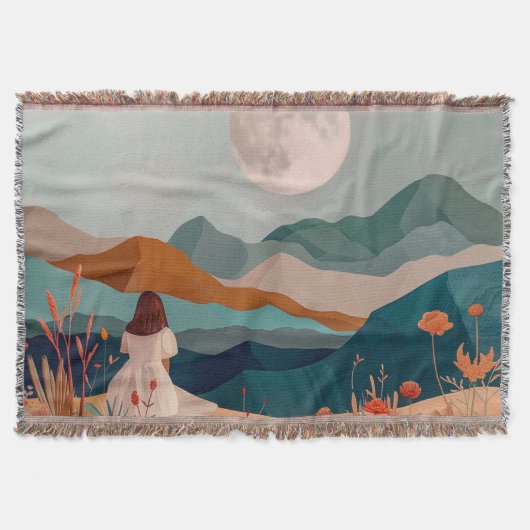 Boho Abstrakt Landschaft (21) Decke (Vorderseite)