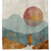 Boho Abstrakt Landschaft (23) Duschvorhang (Vorderseite)