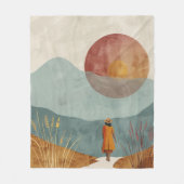 Boho Abstrakt Landschaft (23) Fleecedecke (Vorderseite)