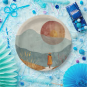 Boho Abstrakt Landschaft (23) Pappteller (Party)
