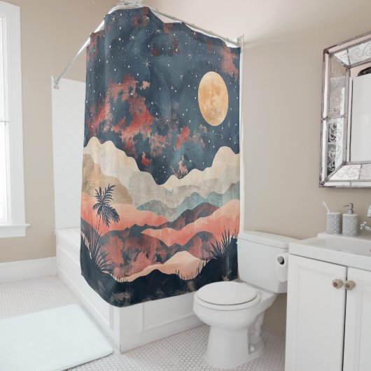 Boho Abstrakt Landschaft (24) Duschvorhang (Beispiel)