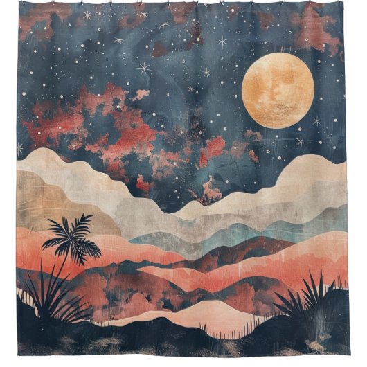 Boho Abstrakt Landschaft (24) Duschvorhang (Vorderseite)