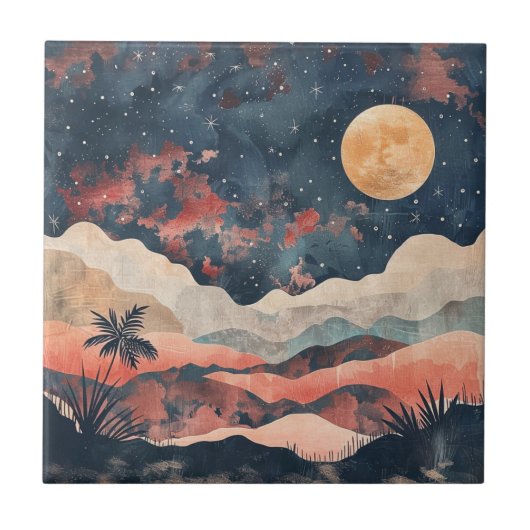 Boho Abstrakt Landschaft (24) Fliese (Vorderseite)