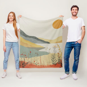 Boho Abstrakt Landschaft (25) Fleecedecke