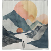 Boho Abstrakt Landschaft (2) Duschvorhang (Vorderseite)