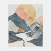 Boho Abstrakt Landschaft (2) Fleecedecke (Vorderseite)