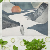 Boho Abstrakt Landschaft (2) Geschirrtuch (Gefaltet)