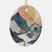 Boho Abstrakt Landschaft (2) Keramik Ornament (Rechts)
