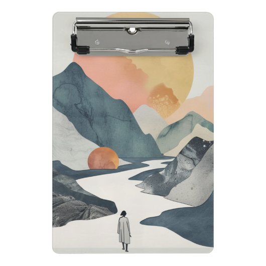 Boho Abstrakt Landschaft (2) Mini Klemmbrett (Vorderseite)