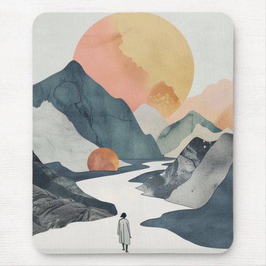 Boho Abstrakt Landschaft (2) Mousepad (Vorne)
