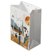 Boho Abstrakt Landschaft (4) Mittlere Geschenktüte (Vorderseite Schrägansicht)