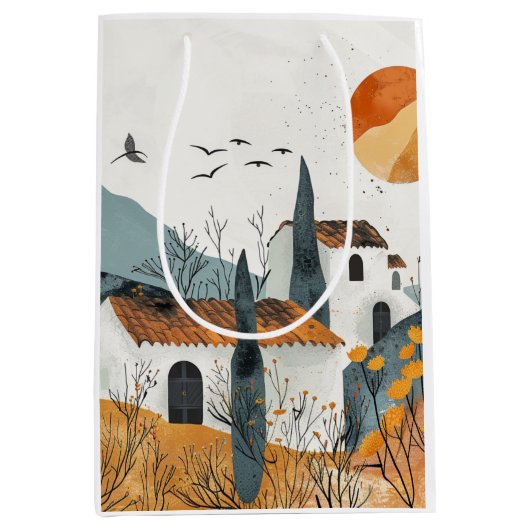 Boho Abstrakt Landschaft (4) Mittlere Geschenktüte (Vorderseite)