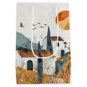 Boho Abstrakt Landschaft (4) Mittlere Geschenktüte (Rückseite)