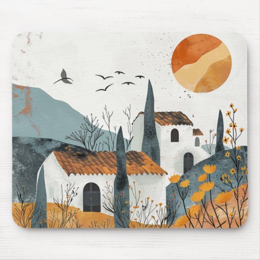 Boho Abstrakt Landschaft (4) Mousepad (Vorne)