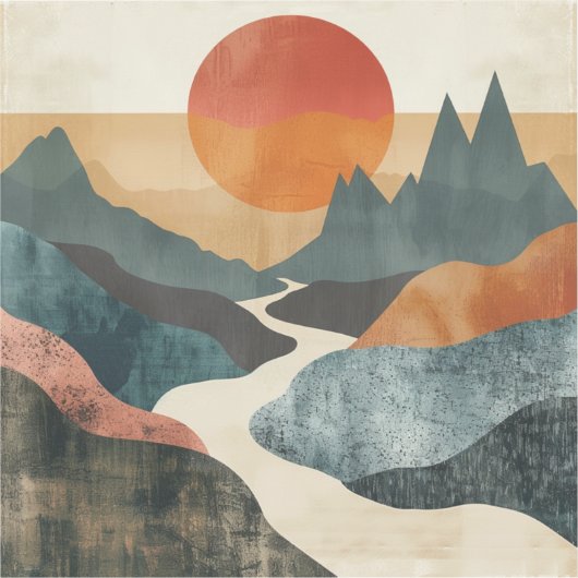 Boho Abstrakt Landschaft (5) Aufkleber (Vorderseite)