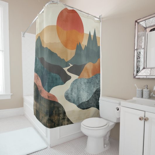 Boho Abstrakt Landschaft (5) Duschvorhang (Beispiel)