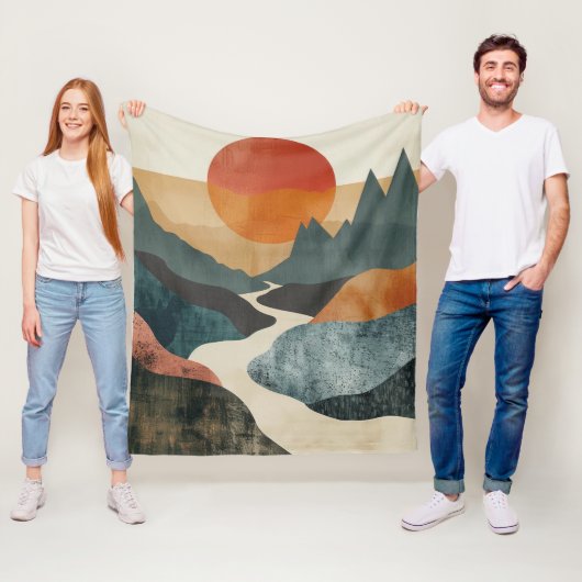 Boho Abstrakt Landschaft (5) Fleecedecke (Beispiel)