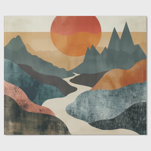 Boho Abstrakt Landschaft (5) Geschenkpapier (Flach)