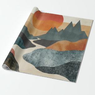Boho Abstrakt Landschaft (5) Geschenkpapier