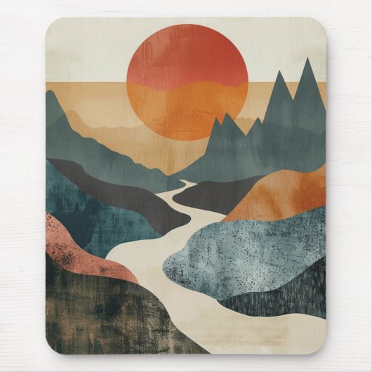 Boho Abstrakt Landschaft (5) Mousepad (Vorne)