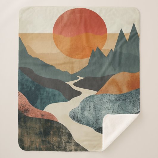Boho Abstrakt Landschaft (5) Sherpadecke (Vorderseite)