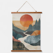 Boho Abstrakt Landschaft (5) Wandteppich Mit Holzrahmen (Vorderseite)