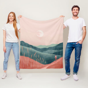 Boho Abstrakt Landschaft (7) Fleecedecke