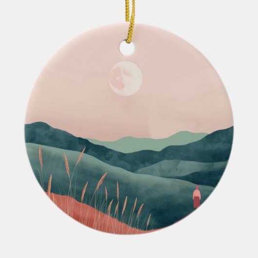 Boho Abstrakt Landschaft (7) Keramik Ornament (Vorne)