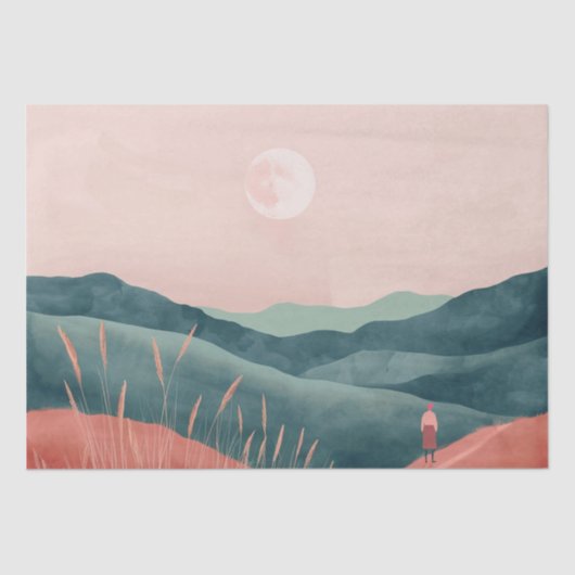 Boho Abstrakt Landschaft (7) Seidenpapier (Vorderseite)