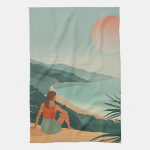 Boho Abstrakt Landschaft (9) Geschirrtuch