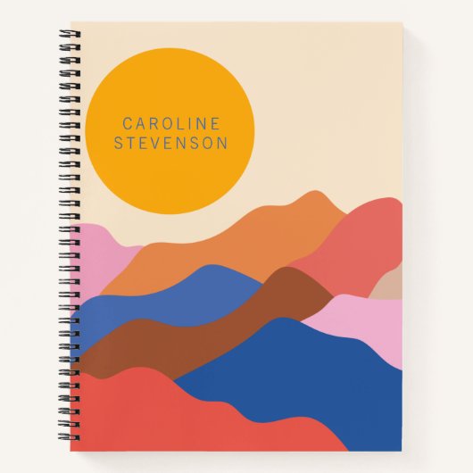 Boho Abstrakt Landschaftsgebirge Personalisiert Notizblock (Vorderseite)