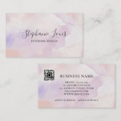 Boho Abstrakt Lavender Lila Wasserfarbe | QR-Code Telefonnummerkarte (Vorne/Hinten)