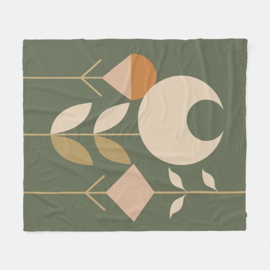 Boho Abstrakt Lily Fleecedecke (Vorderseite (Horizontal))