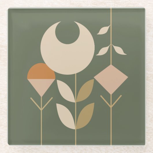 Boho Abstrakt Lily Glasuntersetzer (Vorderseite)