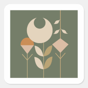 Boho Abstrakt Lily Quadratischer Aufkleber