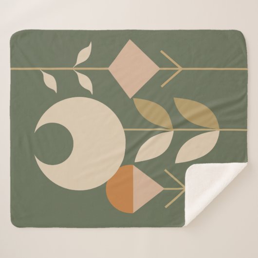 Boho Abstrakt Lily Sherpadecke (Vorderseite (Horizontal))