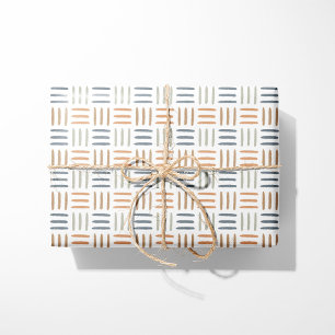 Boho Abstrakt Lines - blau Geschenkpapier