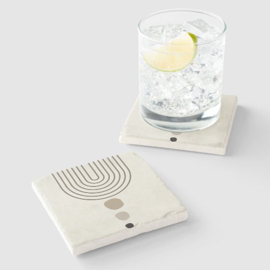 Boho Abstrakt Mitte Jahrhundert Moderne Steinuntersetzer (Seitenansicht)