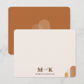 Boho Abstrakt Modern Couple Monogram Initials Mitteilungskarte (Vorne/Hinten)