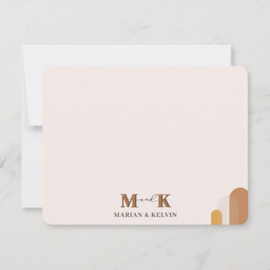 Boho Abstrakt Modern Couple Monogram Initials Mitteilungskarte (Vorderseite)