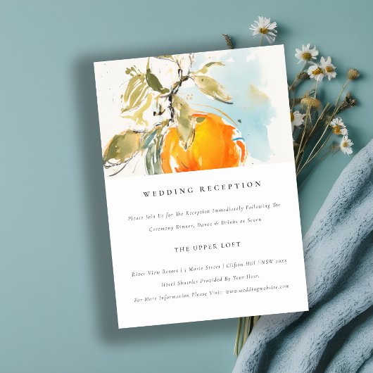 Boho Abstrakt Orange Garden Wedding Empfang Begleitkarte