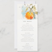 Boho Abstrakt Orange Garden Wedding Menu Card Einladung (Vorderseite)