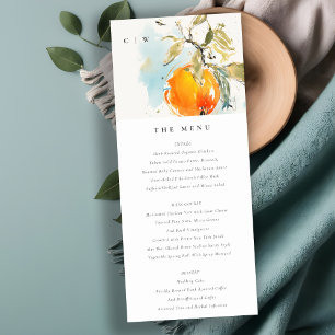 Boho Abstrakt Orange Garden Wedding Menu Card Einladung