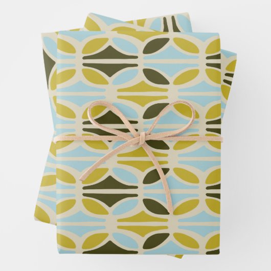 Boho Abstrakt Pastel Shapes Muster Green Blue Geschenkpapier Set (Beispiel)