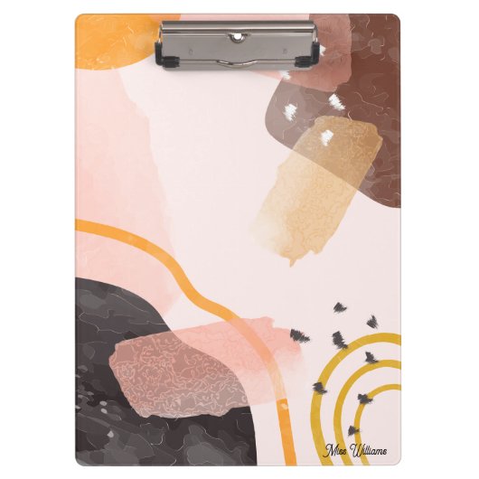 Boho Abstrakt Pattern Individuelle Name Klemmbrett (Vorderseite)